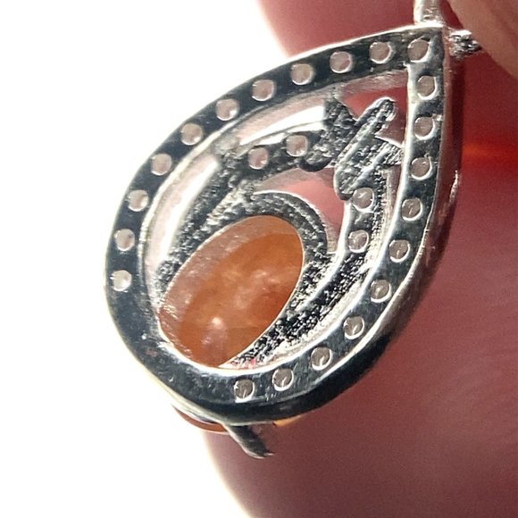 Spessartine Garnet 2.23ct Platinum Finish Solid 925 Sterling Silver Pendant - Picture 5 of 6